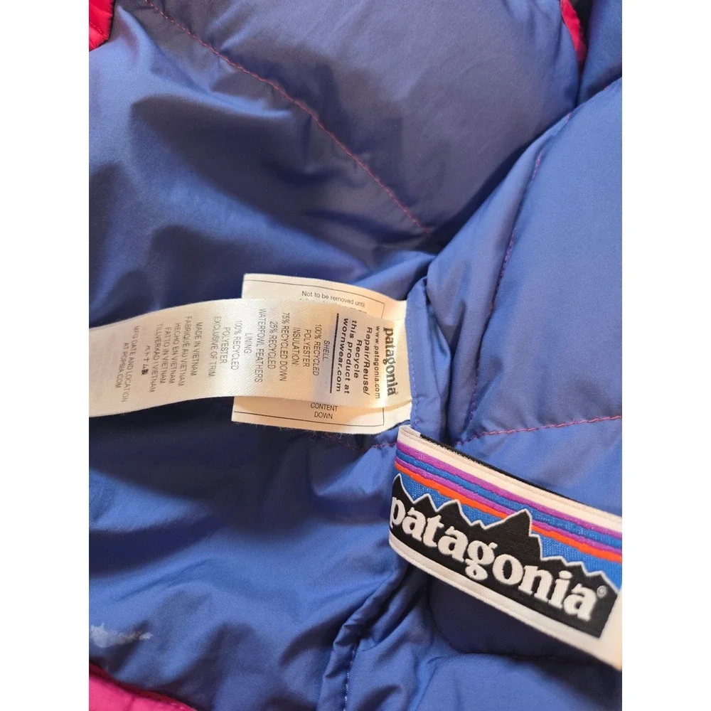 Patagonia Kids Bivy Down Vest Pink Blue Colorblock Puffer 5T 60507